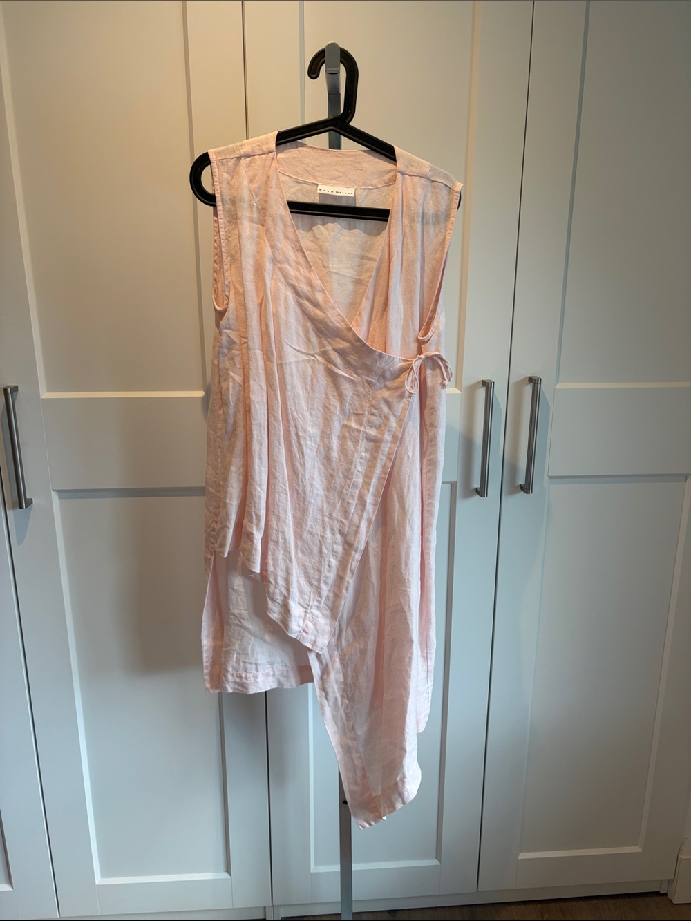 bryn Walker Soft Pink Asymmetrical Wrap Top